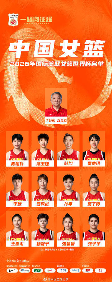 #中国队女篮世界杯12人名单# #李月汝护照遗失缺席世界杯#

发文：2026年国际篮联女篮世界杯将于9月4日开赛。中国女篮将在小组赛中分别迎战美国女篮、捷克女篮和意大利女篮。中国女篮参加本次比赛的12名运动员为：陈明伶、陈玉婕、韩旭、贾赛琪、李缘、罗欣棫、孙宇、唐子婷、王思雨、杨 ​