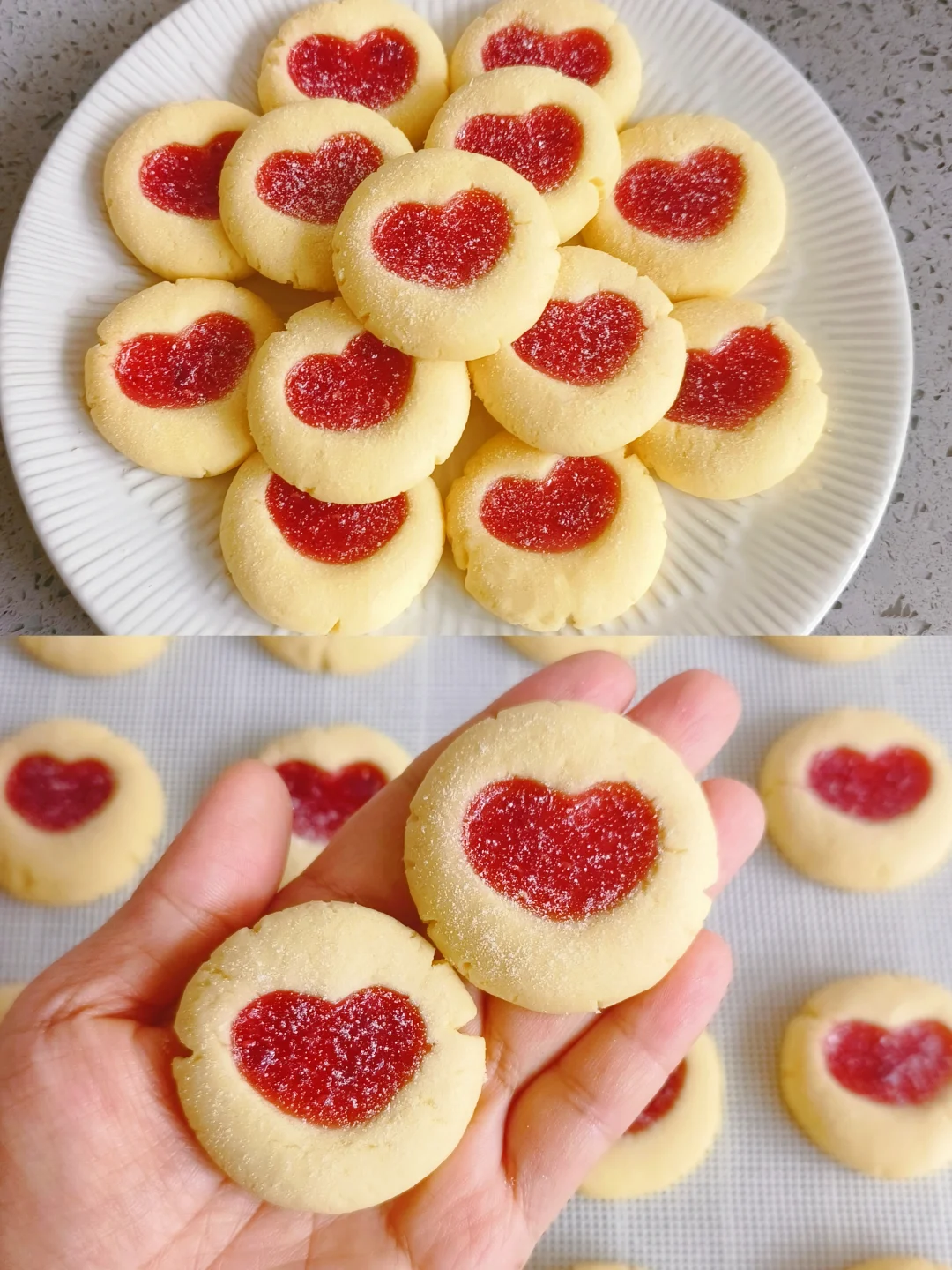 酥到掉渣🔥无需模具超好吃的爱心果酱曲奇