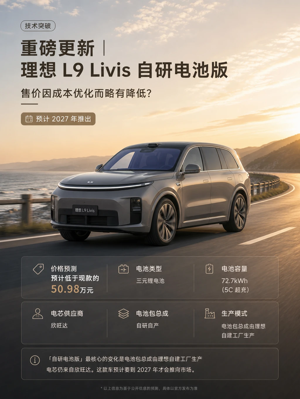 自研降本｜理想 L9 Livis 自研电池版