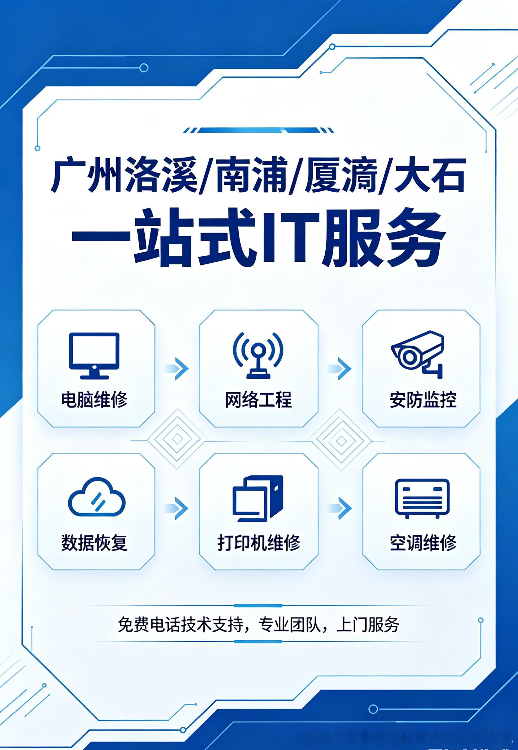 广州洛溪/南浦/厦滘/大石一站式IT服务广告💻 电脑故障不用愁，网络...