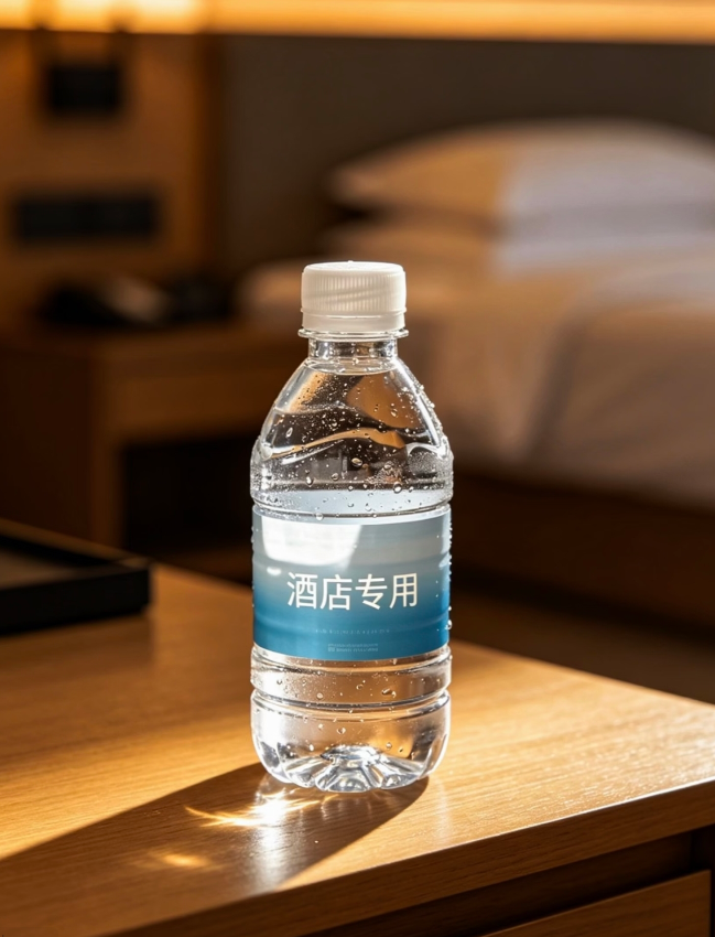 江苏南通，温女士跟丈夫带2岁的女儿出门玩，住进一家酒店，房里桌上摆着送的水。丈夫