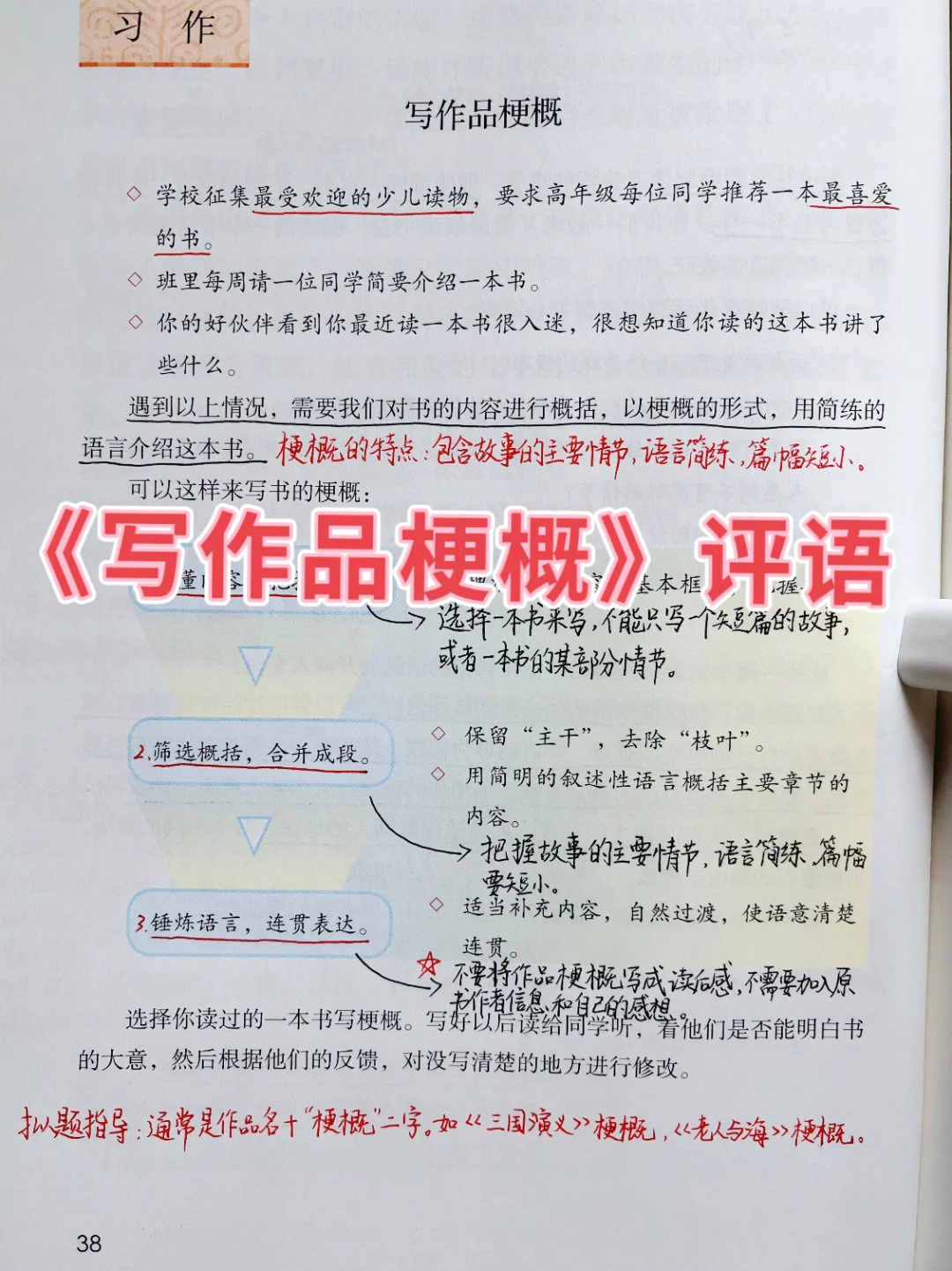 六年级下册语文｜二单元《写作品梗概》评语