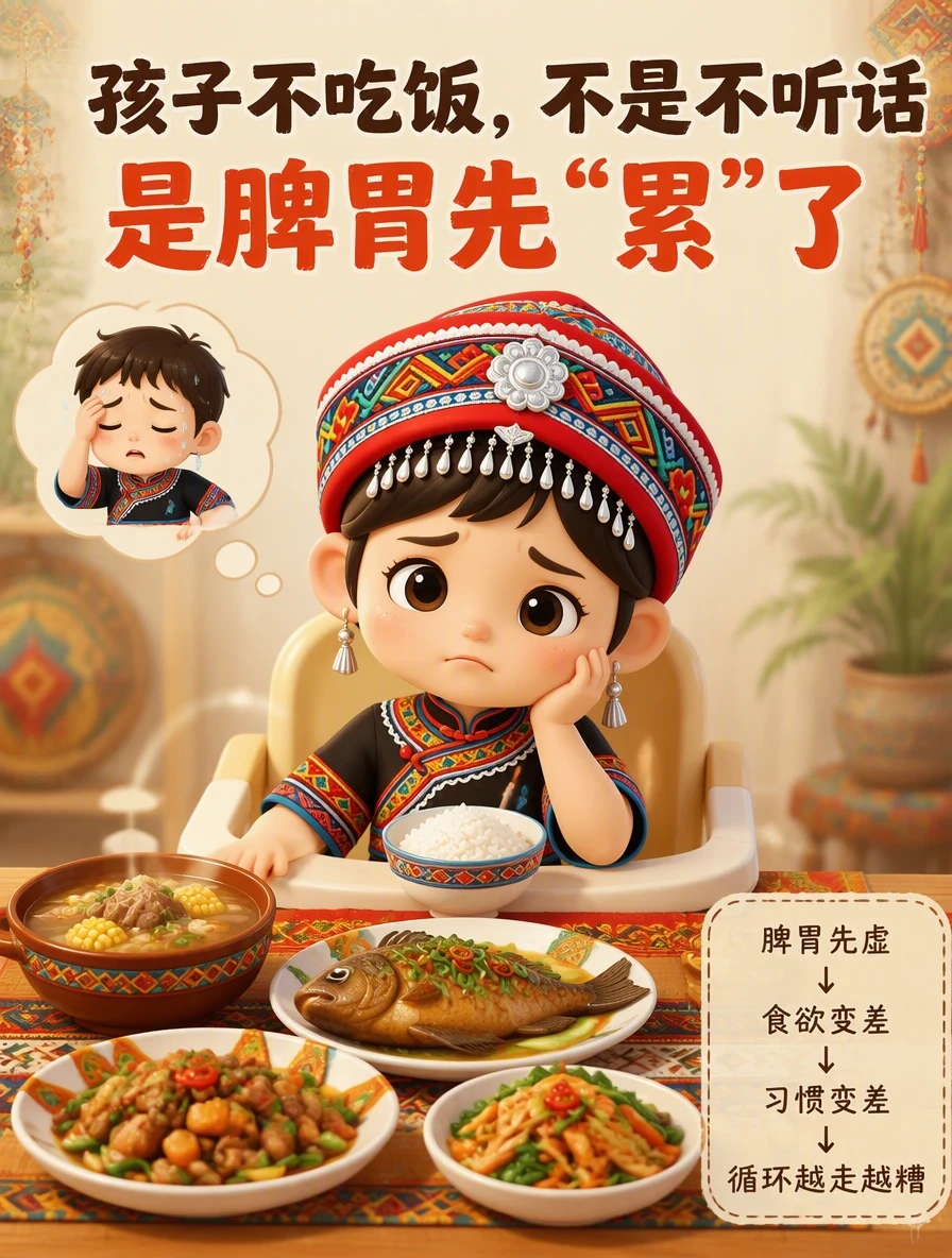 孩子不吃饭，不是不听话，是脾胃先“累”了