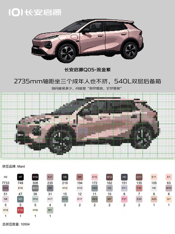 长安启源Q05拼豆图纸已就位，手艺人速来