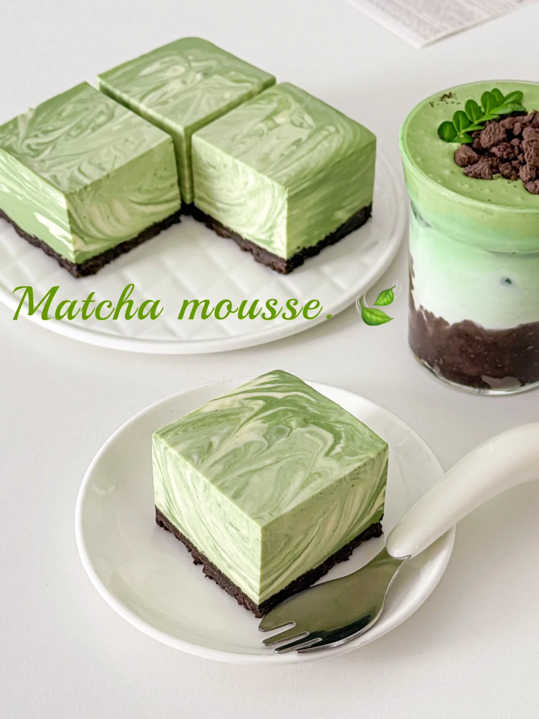 免烤箱‼️ 抹茶大理石慕斯🍃入口即化超丝滑