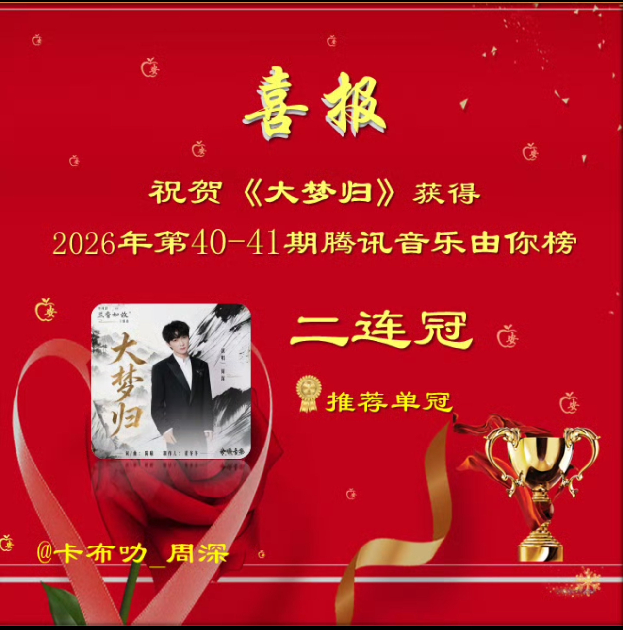 [烟花]喜报[庆祝]
恭喜周深演唱的