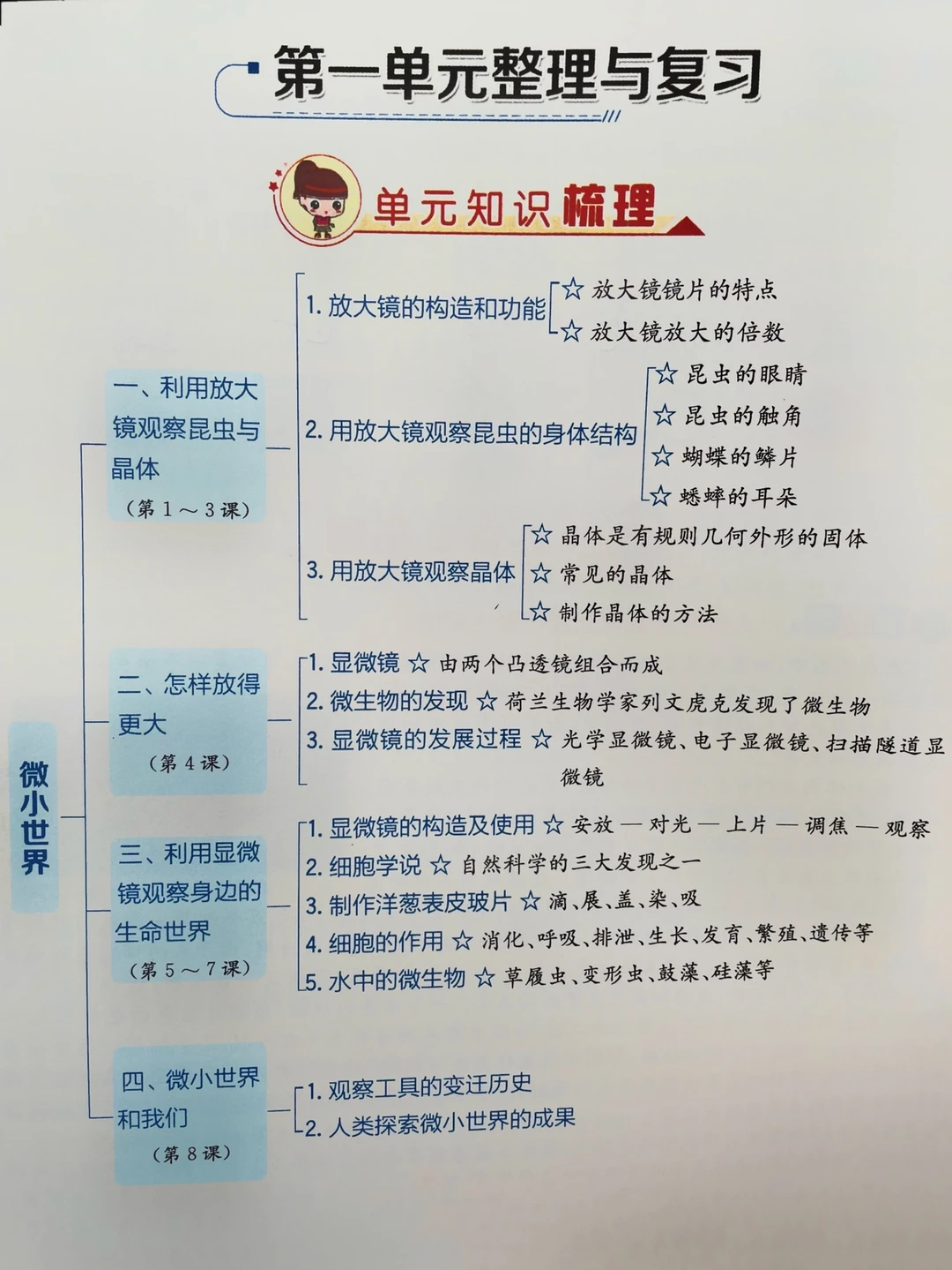 六年级下册，科学第一至第二单元整理与复习