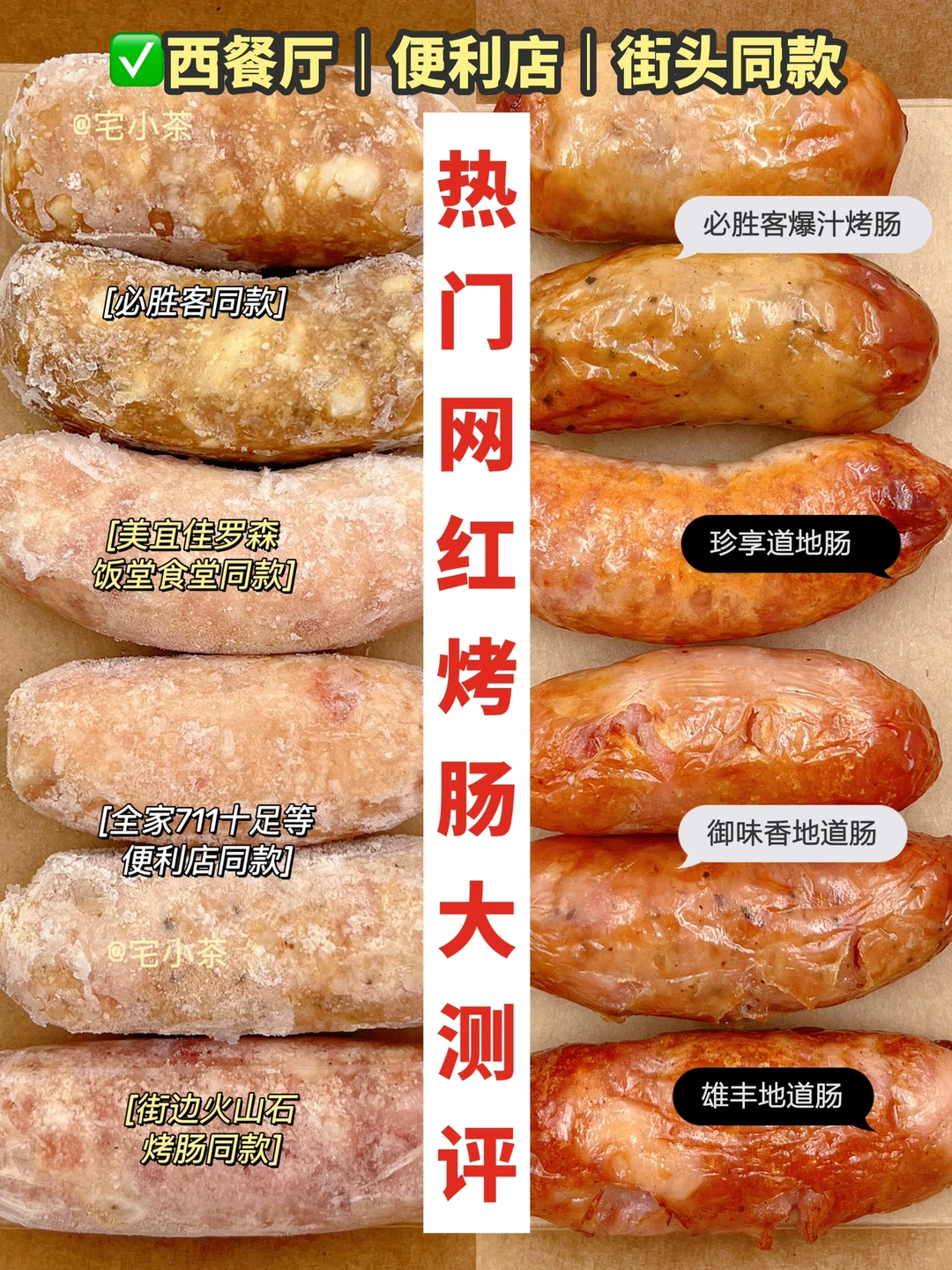 热门烤肠大测评‼️西餐厅&便利店&街头同款