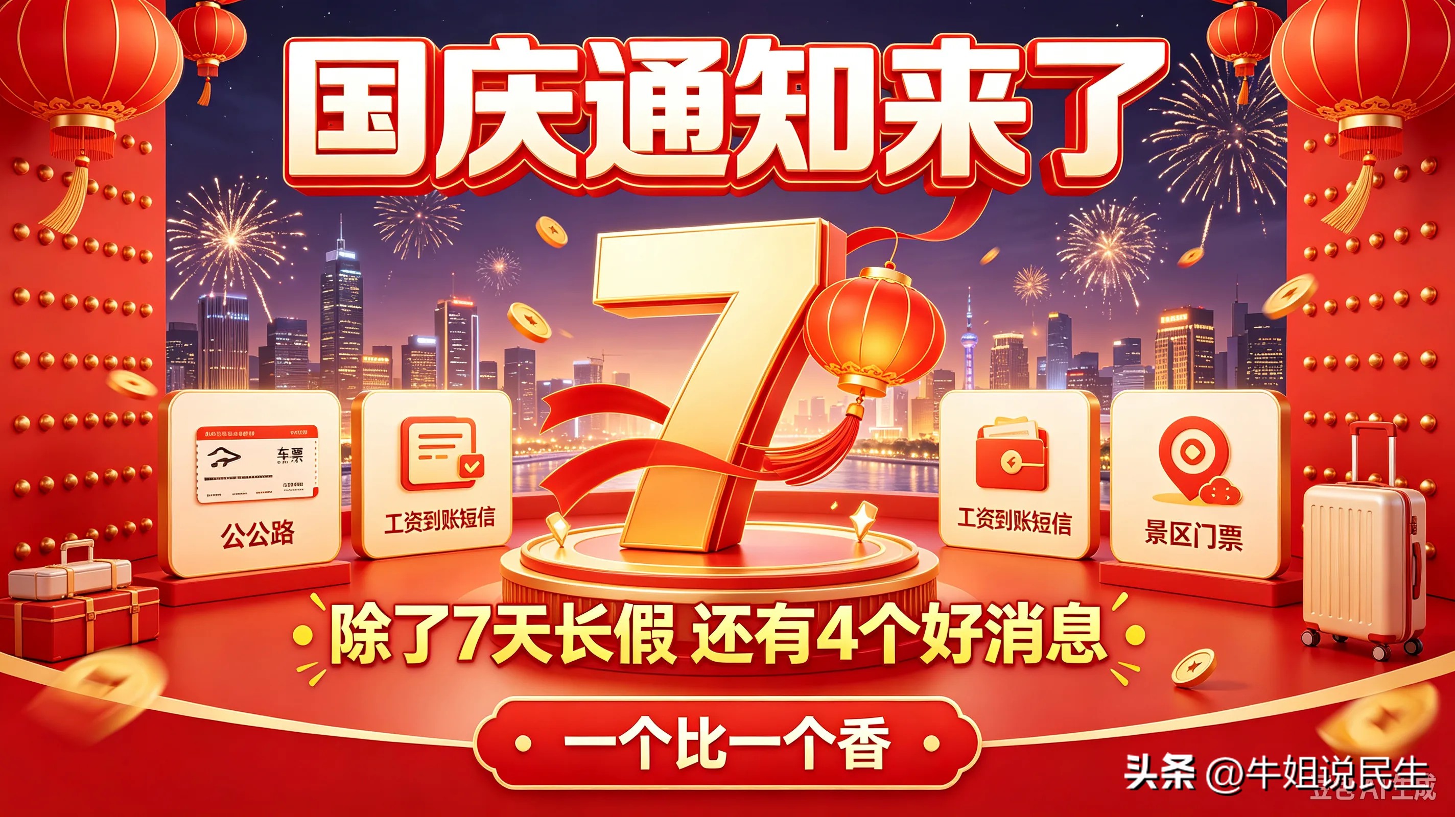国庆通知来了！除7天长假，还有4个好消息一个比一个香