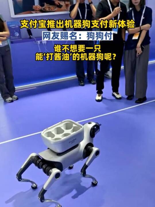 你知道上海外滩最火是哪位大咖吗？是一只机器狗。它能替你买东西、付钱。

这只机器狗叫&34;途途&34;，这两天在上海外滩大会出尽风头。你在手机上说&34;去买杯咖啡&34;，它自己出门、避开人群、找到门店、询价下单、扫码付款，最后驮着咖啡回来。零人工干预，人们给它起了个外号叫&34;狗狗付&34;。

肯定有看官问了：代付钱，这安全