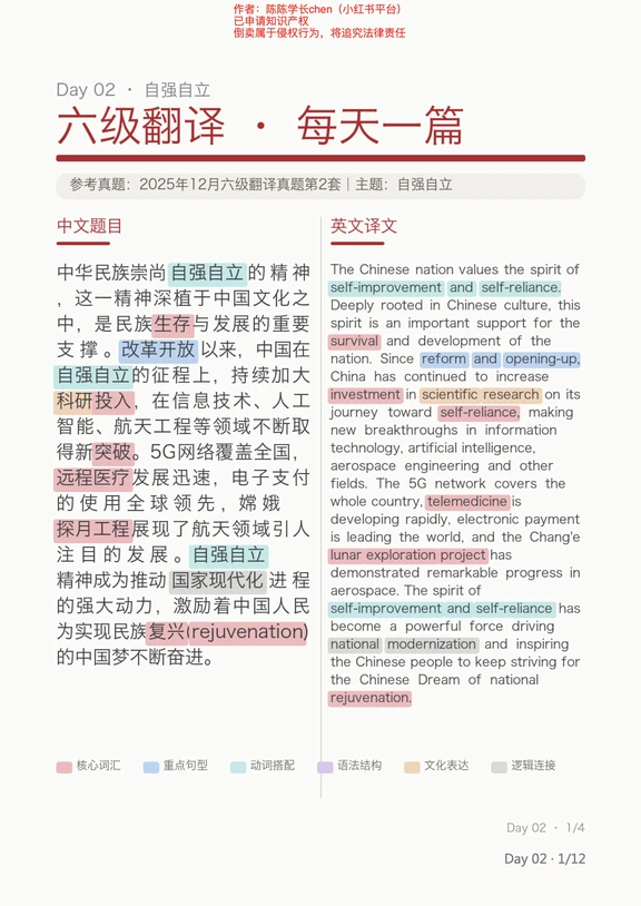 六级翻译真题每日一篇