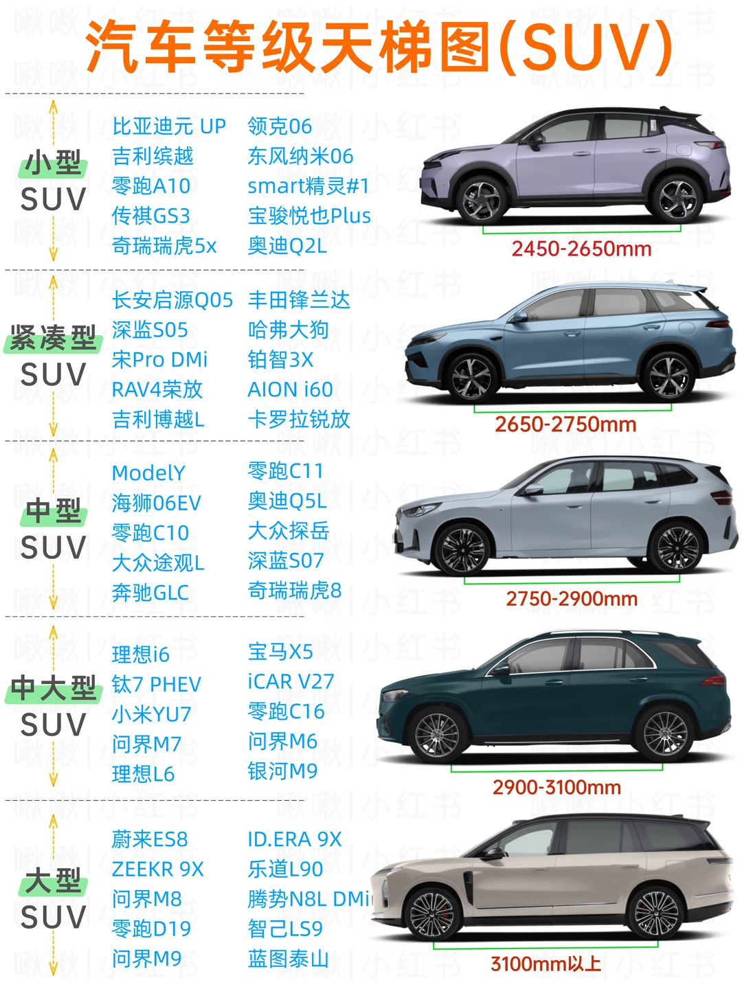 一图看懂 SUV 怎么分级🔥新手买车别纠结啦