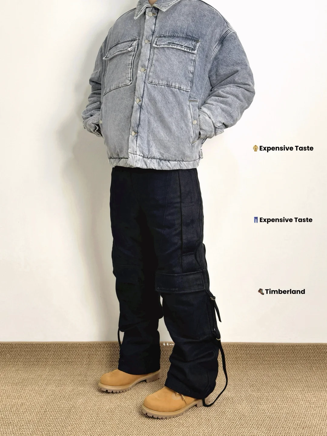 牛仔棉服｜工装裤穿搭