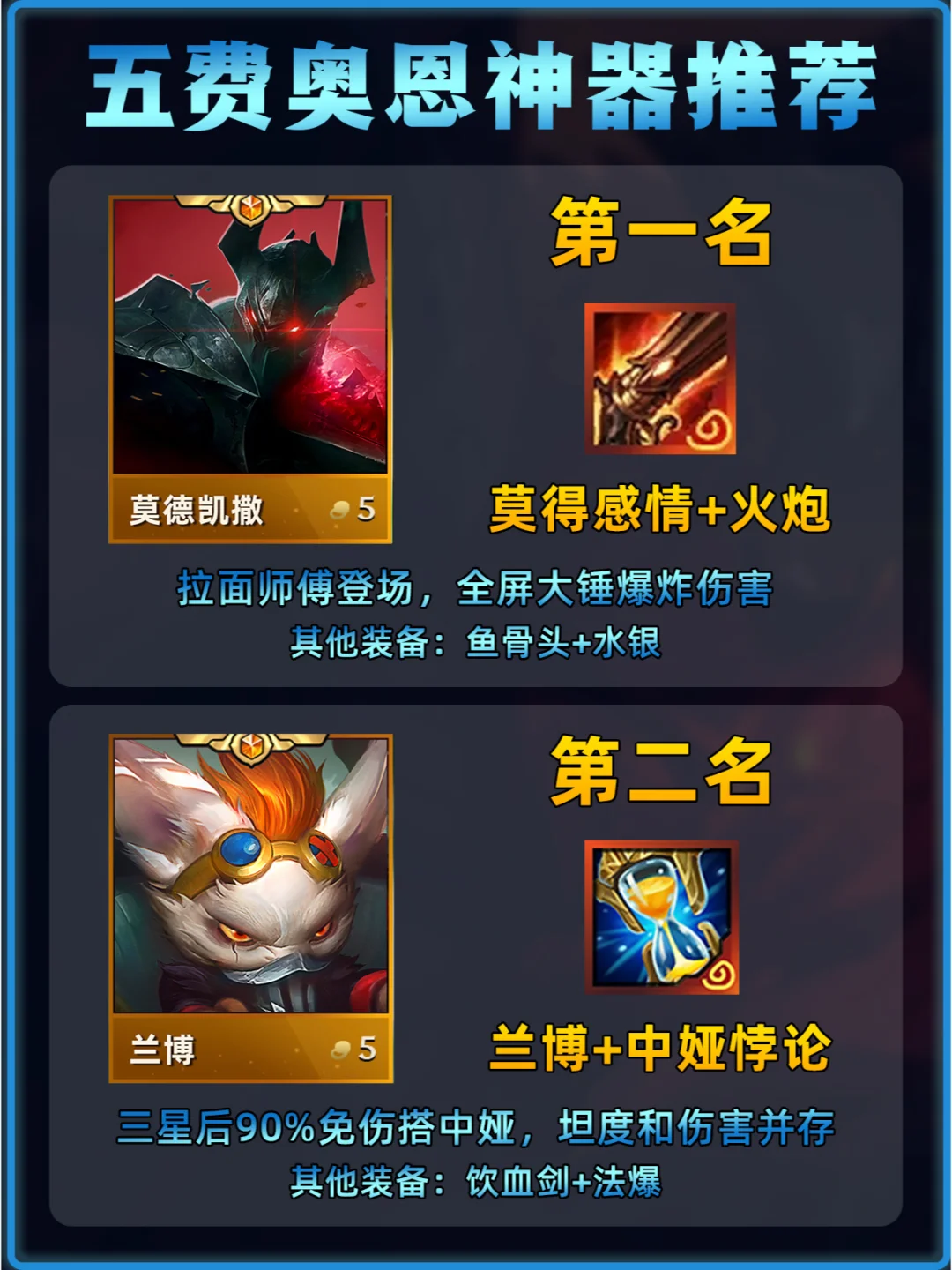 s13双城之战三星五费和奥恩神器排行榜！