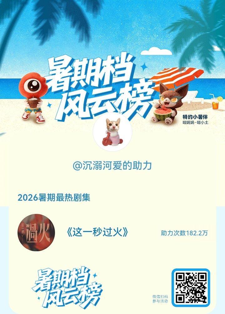 #张凌赫[超话]#【暑期档风云榜】活动进行中，快来助力你喜欢的剧集成为今夏最热！#2026暑期最热剧集# ​