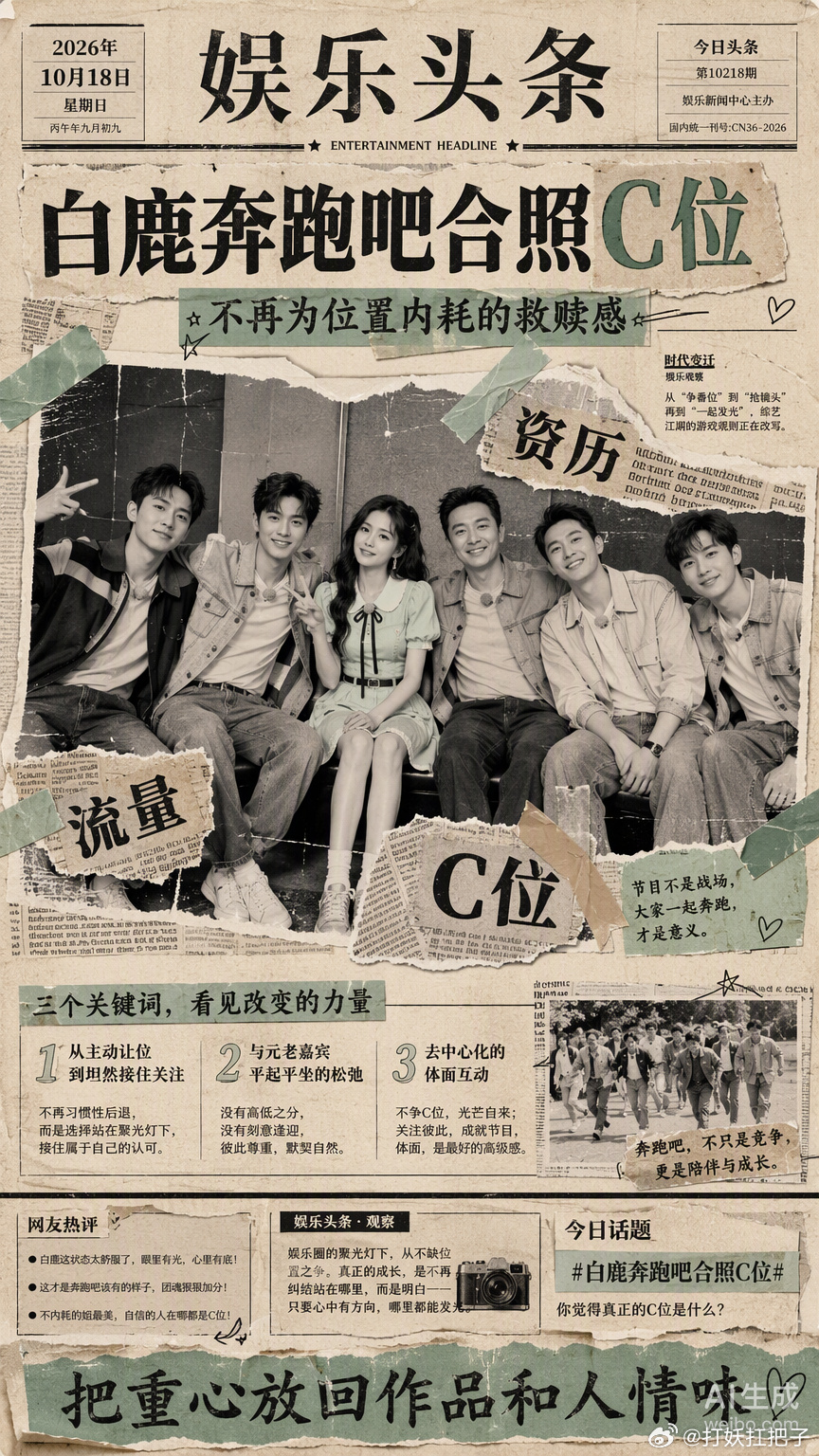 谁懂这种不再为“C位”内耗的救赎感。

白鹿在《奔跑吧》合照里站中间，看着是流量加持，实则像极了咱们平时等小米SU7 Max下线时的那种心情。在那漫长的、甚至有点让人怀疑人生的排位拉锯战里，其实是在积攒一股劲儿。从以前主动把位置让给飞行嘉宾的谦让，到如今作为常驻女MC坦然接住这份关注，那种从 ​