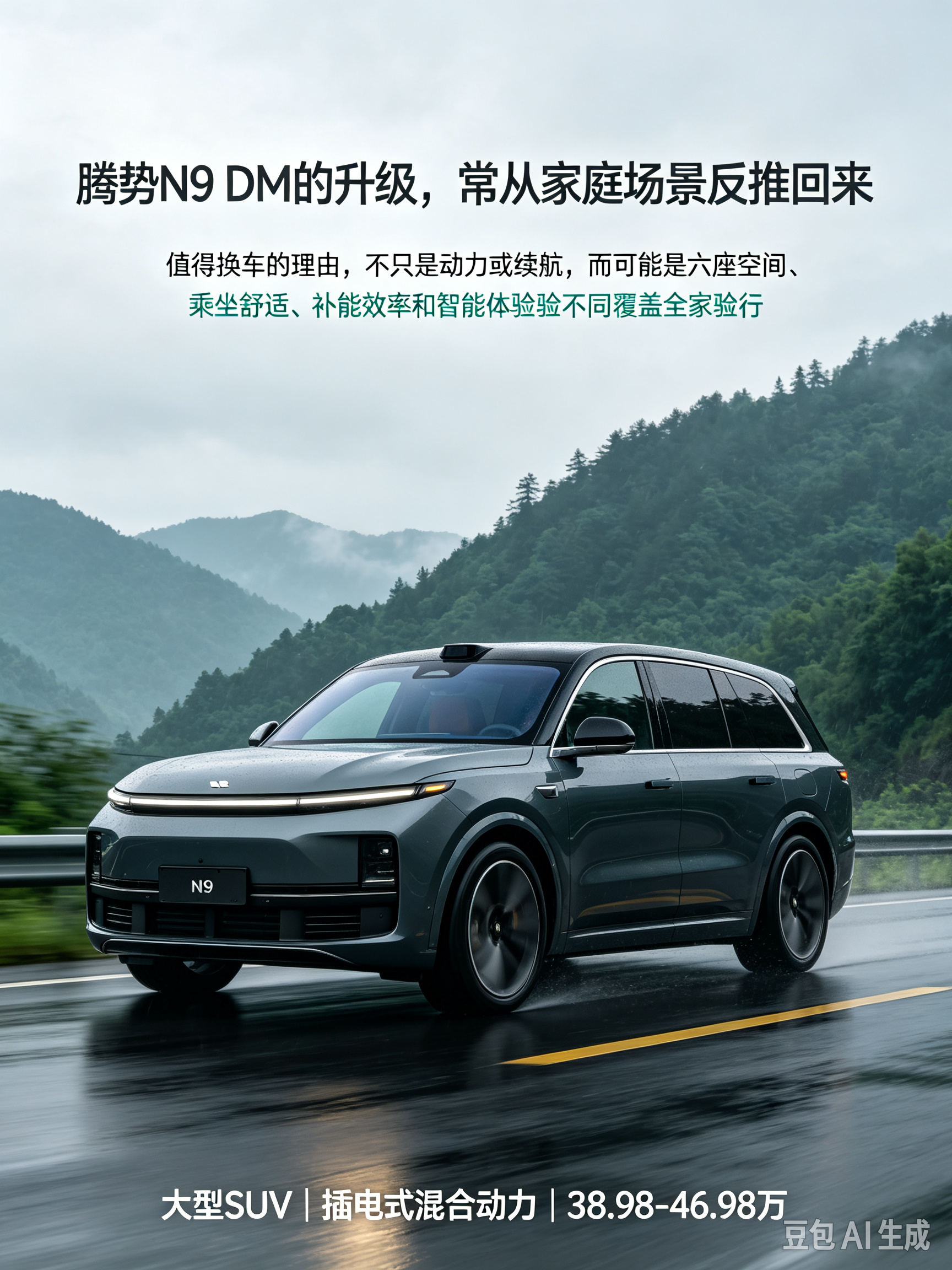 腾势N9 DM的换车讨论中，升级诉求并不只集中在动力或续航，而常围绕“全家出行体验”展开；六座空间、乘坐舒适、补能效率和智能体验是否同时覆盖家庭场景，是更现实的换车判断。不同年款与版本在电池、补能、座舱和底盘功能上存在差异，应以实车配置为准。【来自懂车帝车友圈】