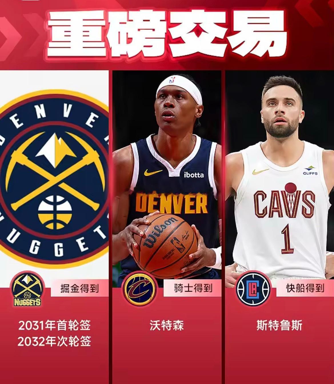 三方交易达成：沃特森8800万加盟骑士，斯特鲁斯赴快船。8月20日讯 ...