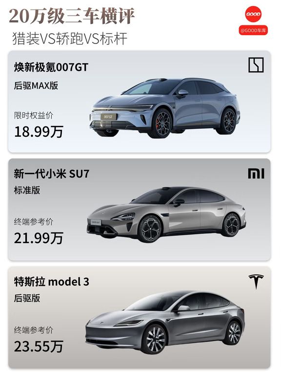20万级三车锐评：猎装VS轿跑VS标杆