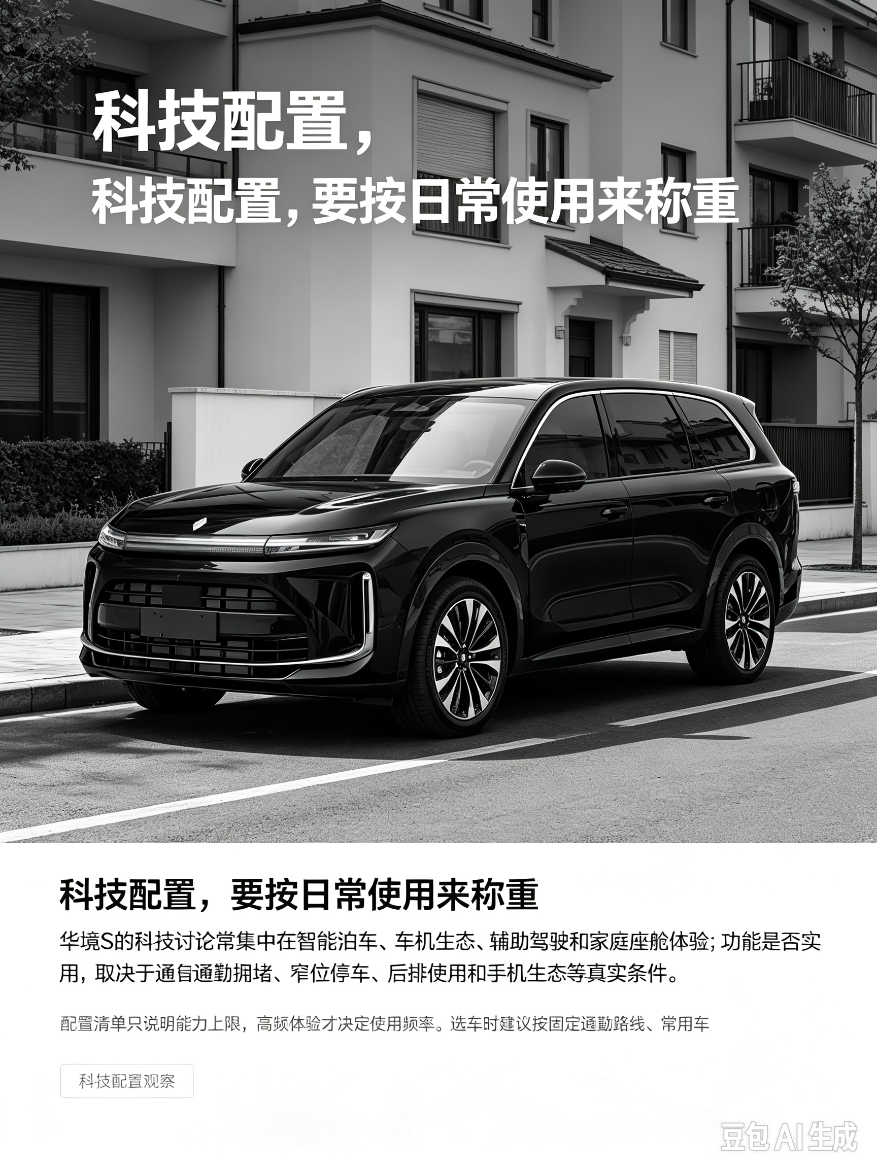 华境S，宽大的六座混动大SUV，整车的科技配置很丰富。很多人讨论它的智能座舱和辅助功能，屏幕、智驾看着氛围感十足。不过好看不等于日常顺手，车机、自动泊车这类功能，每个人使用习惯不一样。建议亲自试驾体验，感受实际操作流畅度，再判断适不适合自己。【来自懂车帝车友圈】