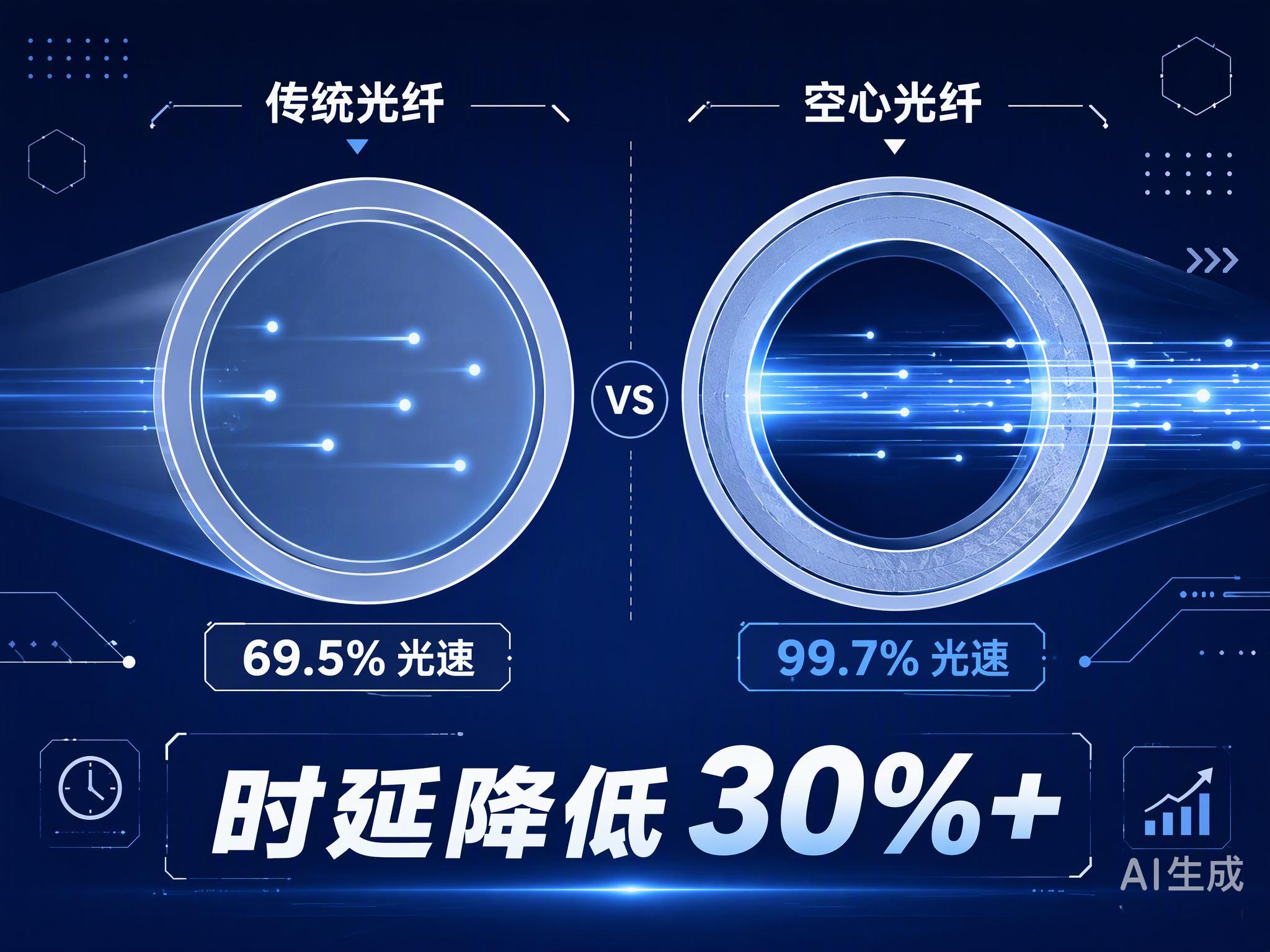 宁夏中卫的数据中心里，光信号正在一条“空气跑道”上狂奔。

以前光在玻璃光纤里跑，速度只有真空光速的69.5%；现在换了空心光纤，光在空气里传输，速度飙到了99.7%。这不只是数字游戏，对于动辄需要跨千里调用算力的AI大模型来说，时延和损耗降低30%以上，意味着远端算力用起来能像本地电脑一样顺手 ​