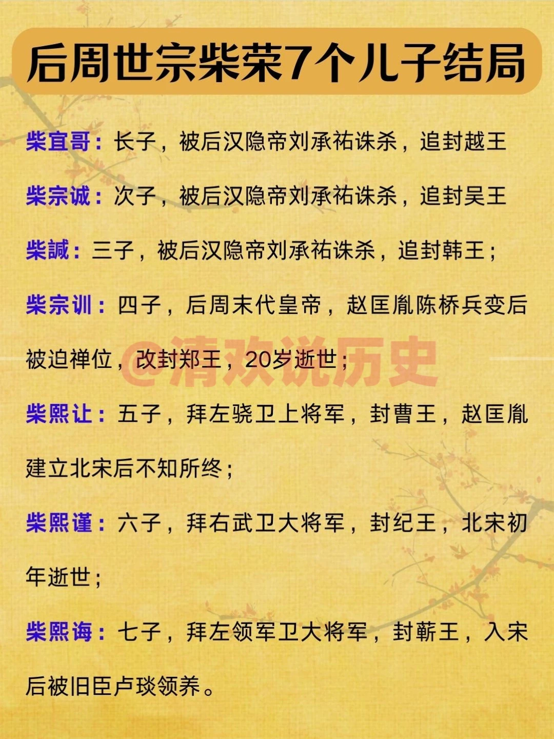 后周世宗柴荣7个儿子结局❗善终者寥寥无几