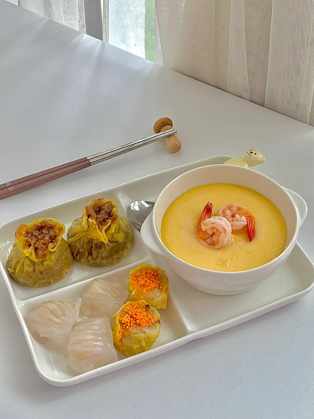 ☀️中式早餐系列｜虾仁蒸蛋｜烧麦｜水晶蒸饺😋