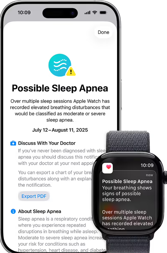 【#AppleWatch推睡眠呼吸暂停提示功能#】
10月14日凌晨，苹果宣布在中国大陆推出Apple Watch“睡眠呼吸暂停通知”功能。升级iOS与watchOS之后，Apple Watch用户即可开通睡眠呼吸暂停功能。这项功能此前已通过国家药品监督管理局批准，以“睡眠呼吸暂停迹象提示”应用的二类医疗器械身份进入国内，成为A ​