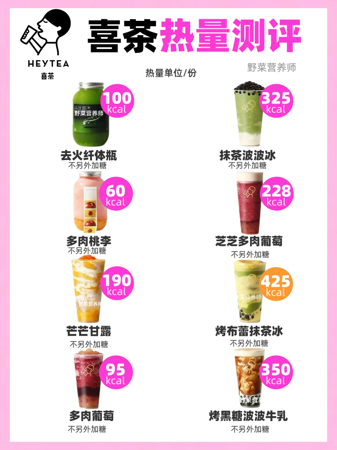喜茶热量测评🔥点单攻略、减脂人狂喜‼️