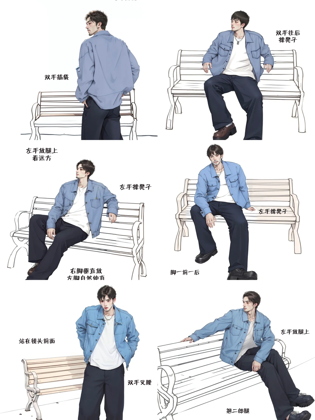 男生坐姿拍照姿势📷来啦来啦～