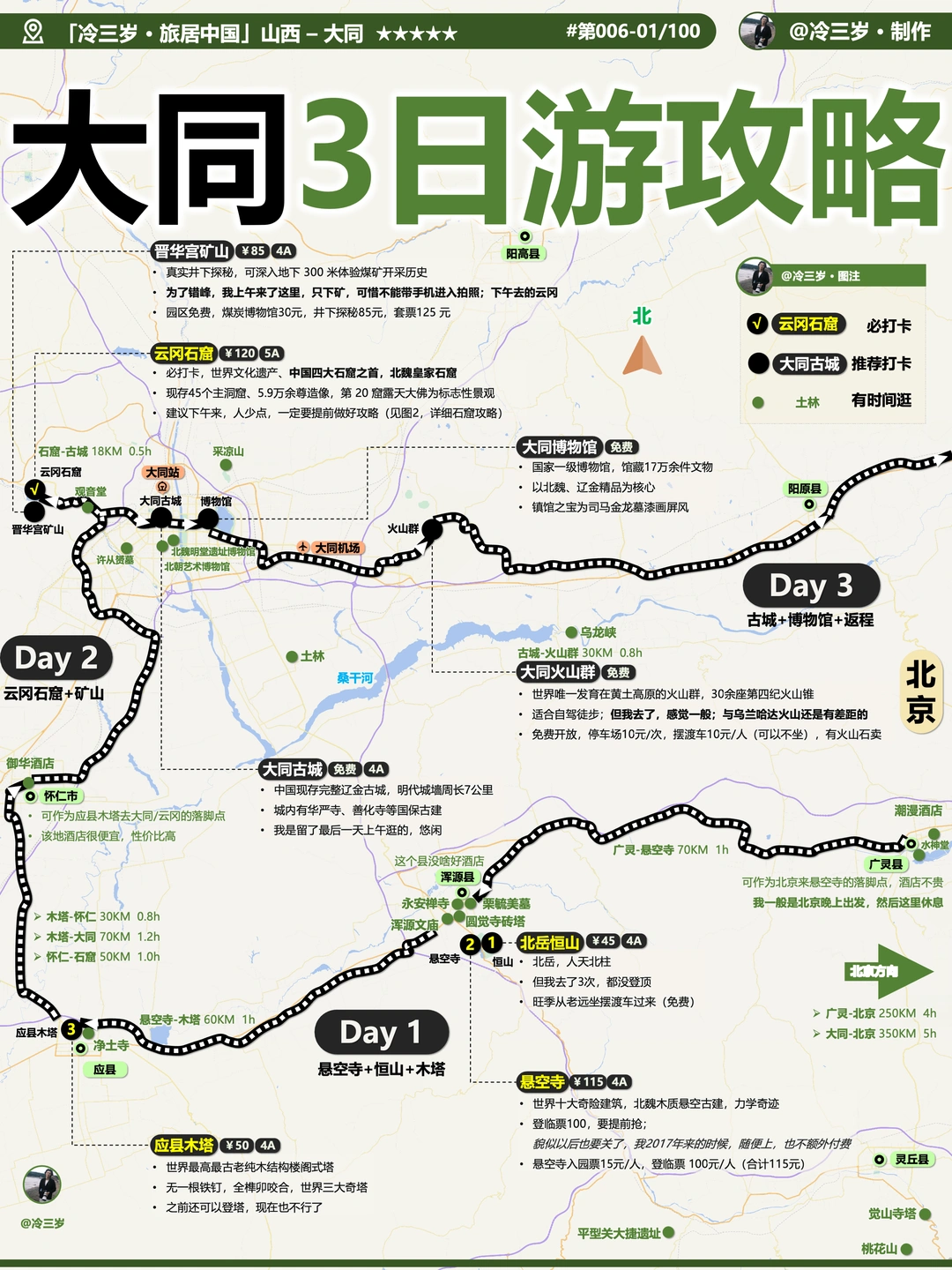 大同3天2夜旅游攻略，清明节北京周边游