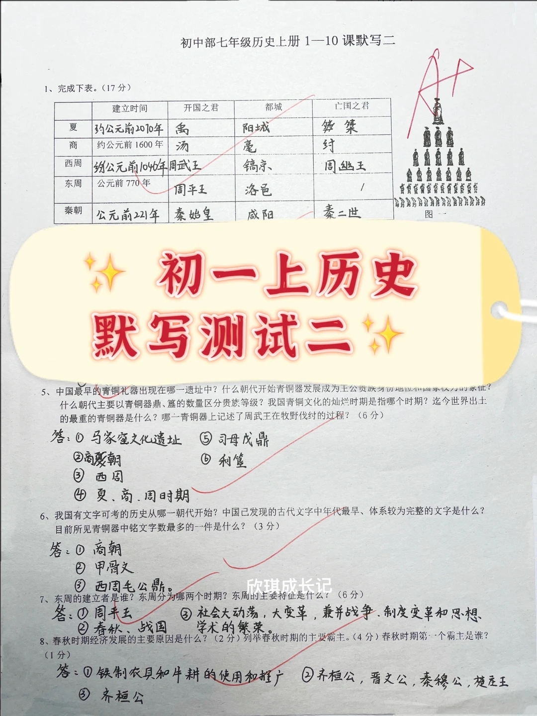 初中上历史默写测试二