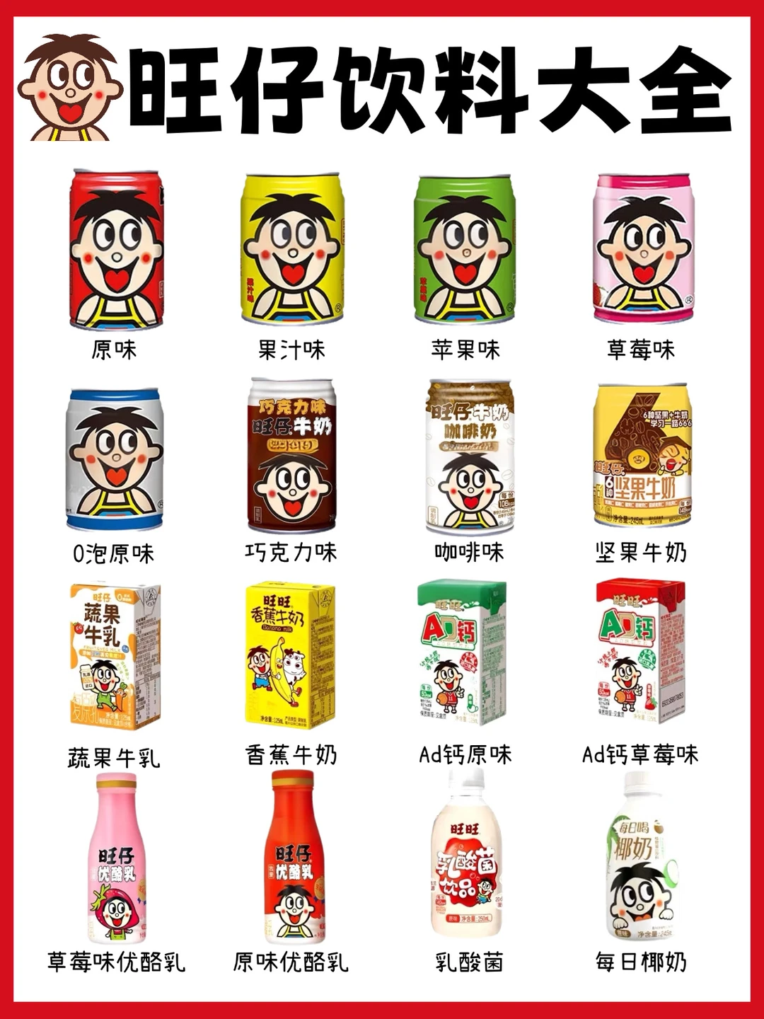 超全🔥64款旺仔饮料口味大全❗️你喜欢哪个？