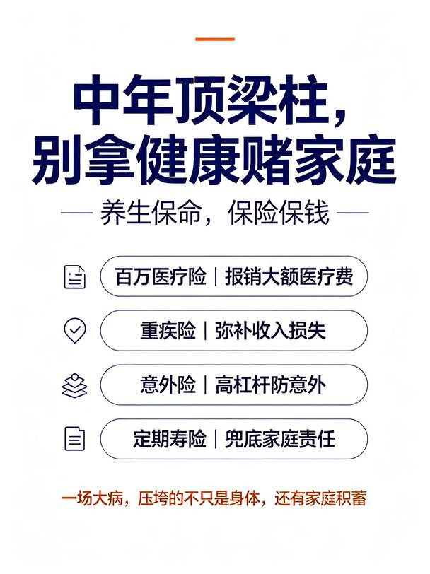 中年顶梁柱，别拿健康赌家庭，养生保命