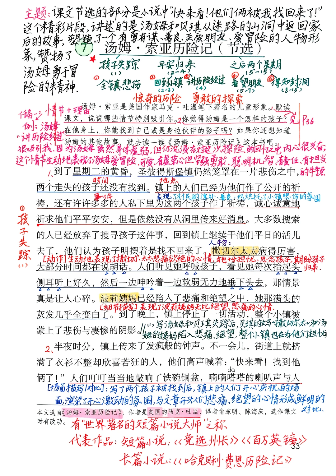 六下语文备课7《汤姆·索亚历险记（节选）》