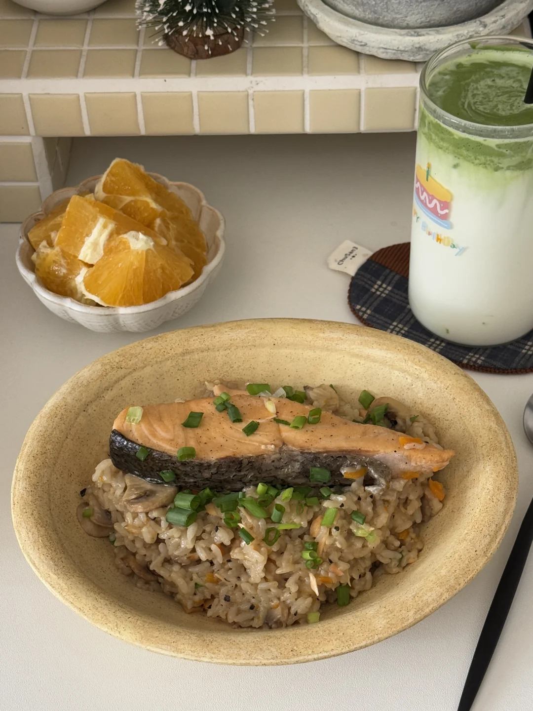 一人吃完一锅🍣黑松露口蘑三文鱼饭🥄