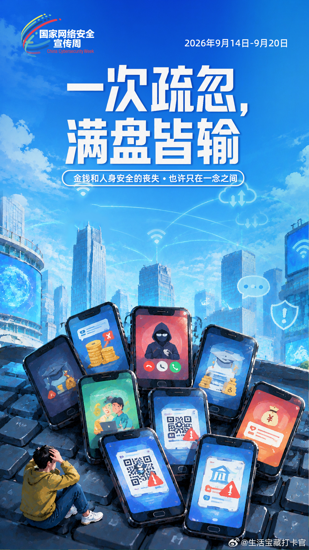 济南这波网络安全提醒很生活【网安细节很重要，安全隐患在每个人的身边】在我们的日常生活中，陌生来电、AI换脸、刷单返利、网恋“杀猪盘”、免费培训、神秘链接、校园贷、万能密码……这些套路随处可见，骗局隐藏在每一个日常小事下。当前，2026年国家网络安全宣传周正在全国范围内举行，开幕式、高峰论坛等重要活动在济南举行。在此提醒泉城人民：安全风险无小事，一次疏忽，满盘皆输。不轻信、不点击、不转账，共同守护清朗泉城~🔐