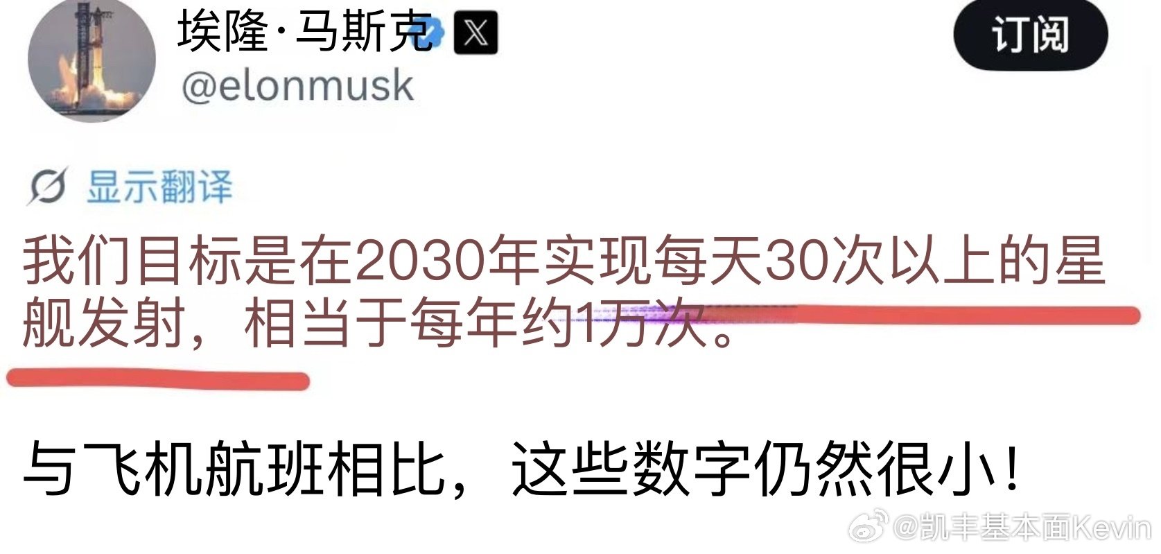 马斯克: 4年后实现每年火箭发射1万次[允悲] ​