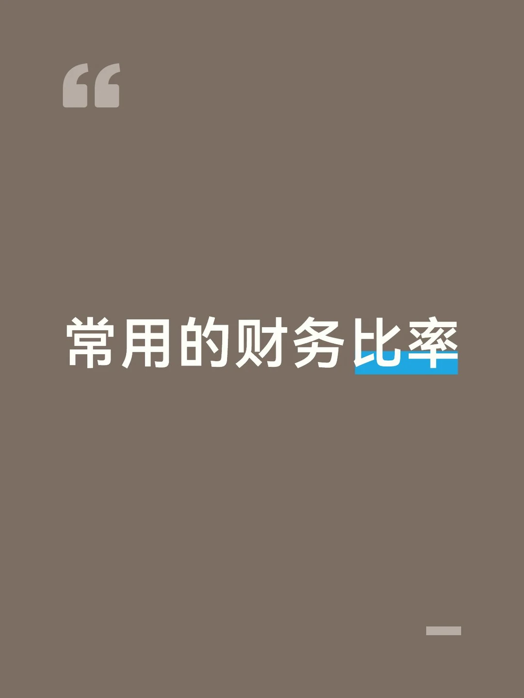 常用的财务比率