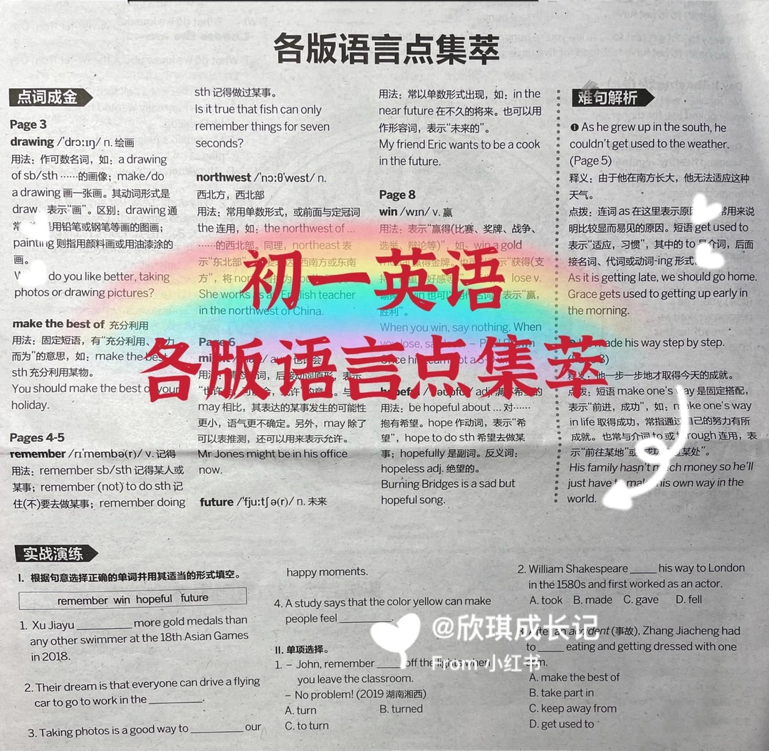 初一英语各版语言点集萃
