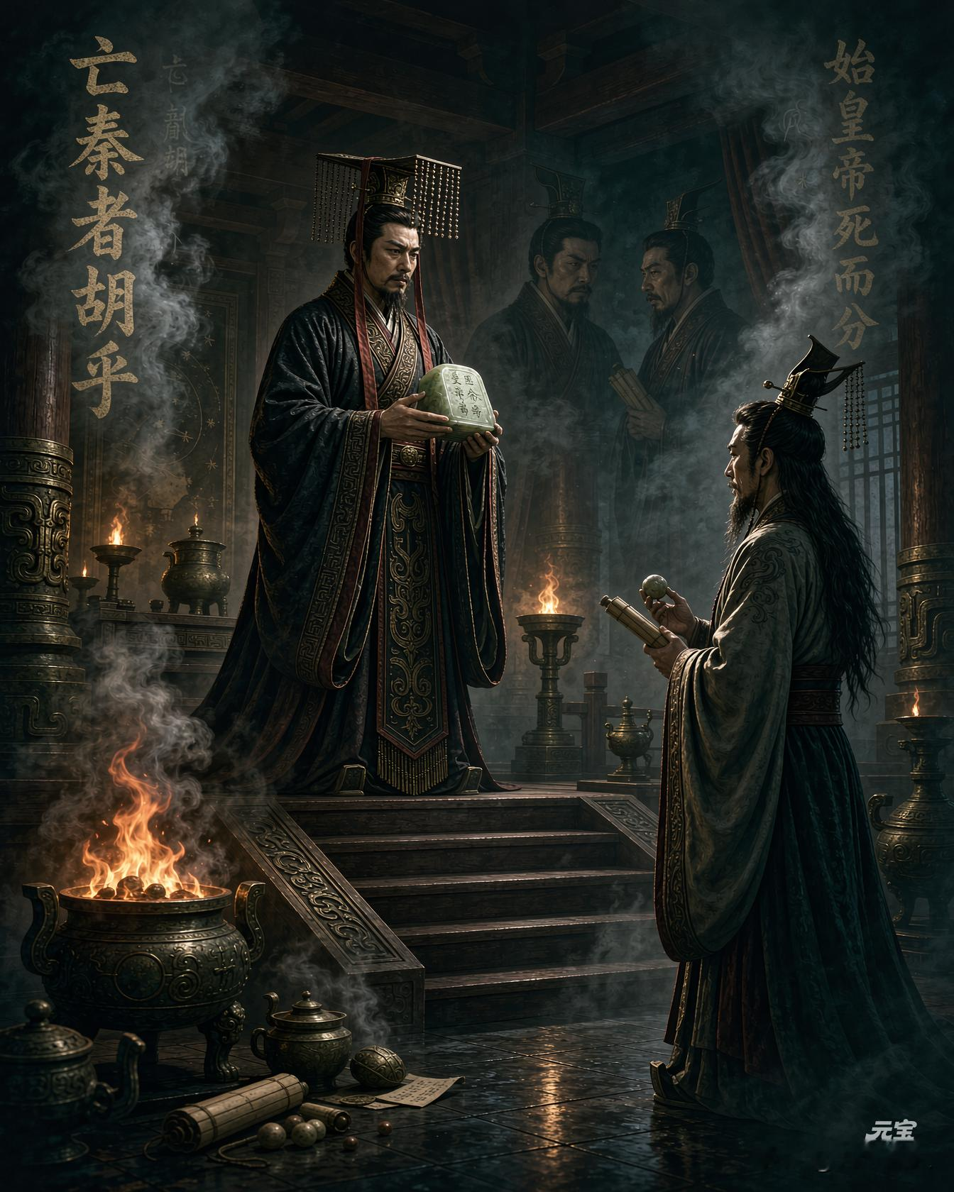 《亡秦者胡也》
---39集大秦帝国谍战剧

      第1集：祖龙的长生迷局
公元前221年，咸阳宫的鎏金铜炉里飘出东郡进贡的不死草香气，秦始皇嬴政俯视着阶下匍匐的方士，指尖抚过刻着“受命于天既寿永昌”的传国玉玺，刚刚扫平六国的帝王眼中没有灭国的欣喜，只剩对死亡的深刻恐惧。他统一了文字、度量衡，