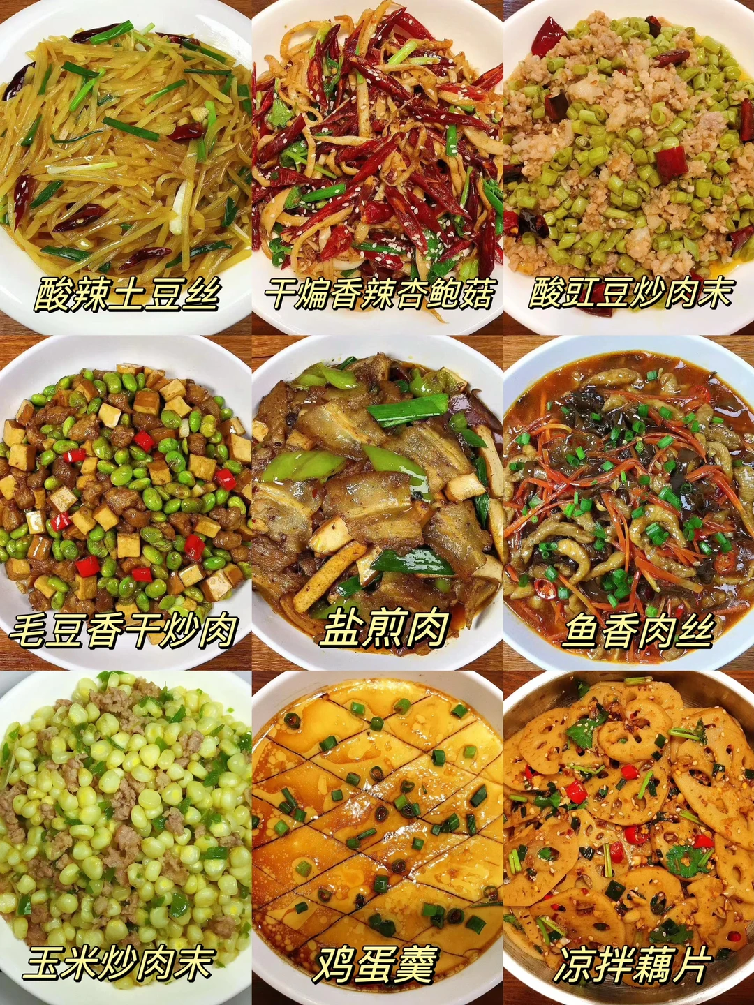 今天分享九款超级下饭的九款家常菜，好吃简单，想吃谁做的就艾特谁！