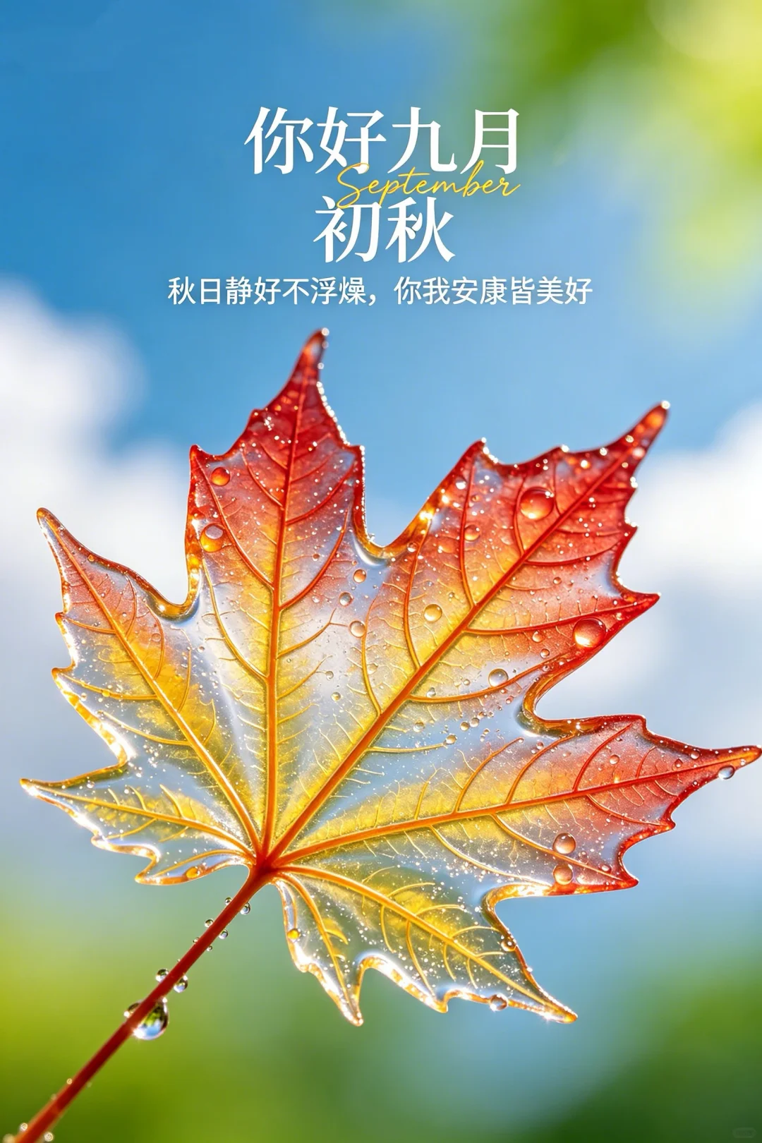 八月再见，九月你好祝福图片海报壁纸
