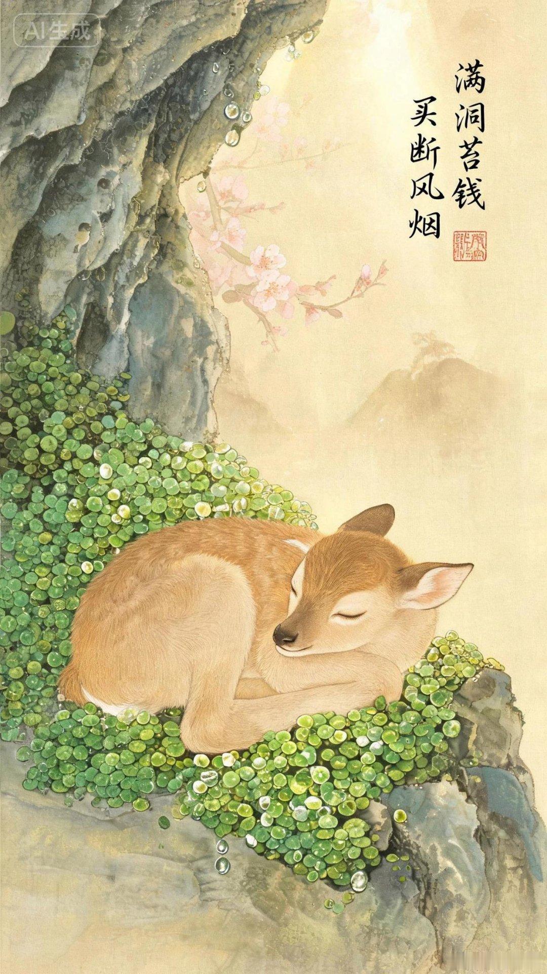 古诗绝句 诗句  满洞苔钱，买断风烟 满洞苔钱。 买断风烟。 笑桃花流...