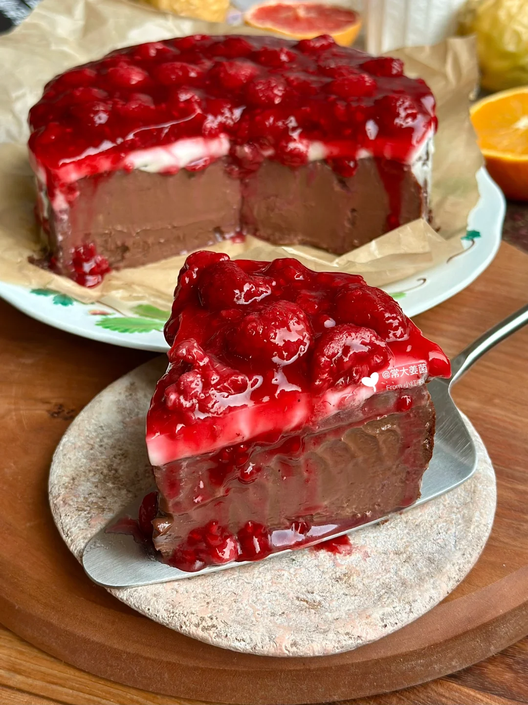 树莓冻&浓醇黑巧巴斯克🧀🍫吃了都叫绝！！