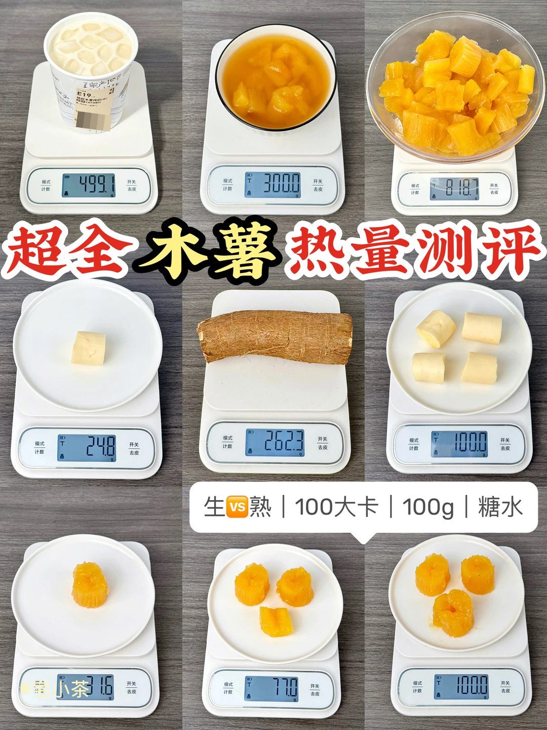 超详细木薯热量‼️生🆚熟/100大卡/木薯糖水