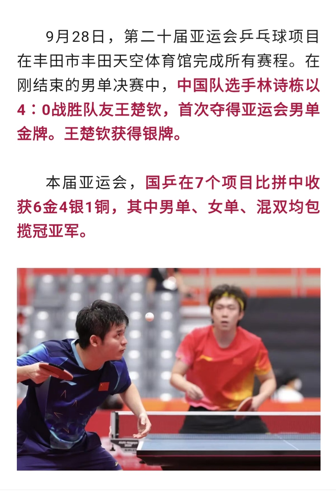 林诗栋大比分4：0战胜王楚钦，恭喜小石头，不用回海南摘槟榔了。
这绝对是实力，各位王队长的粉丝们，你们怎么看？亚运会 国乒 林诗栋
