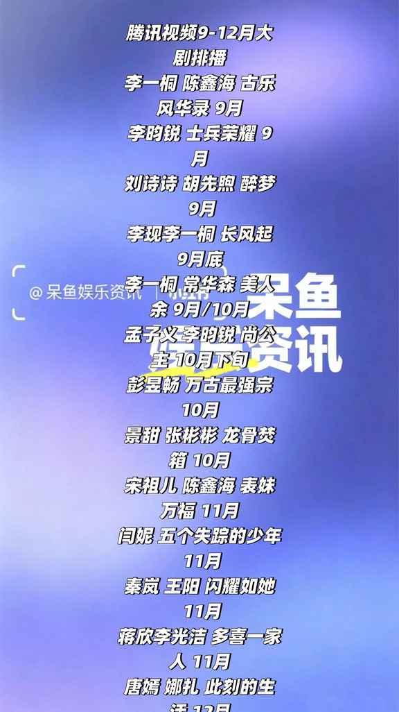 腾讯视频9-12月大剧排播 ❗️