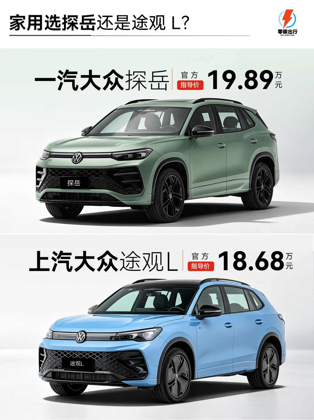 20万预算，家用到底该选探岳还是途观L？
