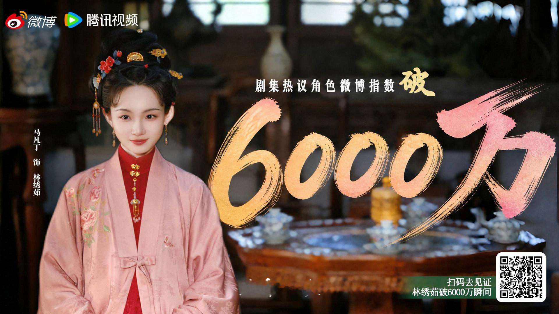恭喜#马凡丁林绣茹微博指数破6000万#🔥 不争一时声响，始终清楚自己心之所向。林绣茹在温柔里渐渐长出了主见与勇气。人生如何落笔，她在一次次选择中，坚定地写下自己的答案。今晚21:30，锁定CCTV-8正在热播~#兰香如故# ​